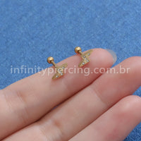 Piercing Microbell Aço Cirúrgico Raio Strass