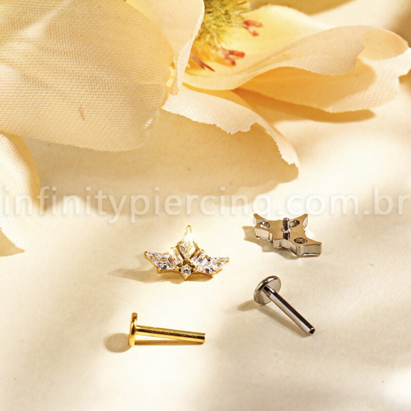 Piercing Labret Titânio Coroa Zircônia Cravejada