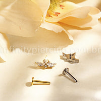 Piercing Labret Titânio Coroa Zircônia Cravejada