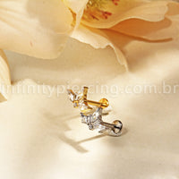 Piercing Labret Titânio Coroa Zircônia Cravejada