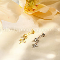 Piercing Labret Titânio Com Pingente Estrela