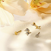 Piercing Labret Titânio Com Pingente Estrela