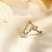 Piercing Labret Titânio Com Pingente Estrela