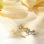 Piercing Labret Titânio Flor Com Pedra Opala