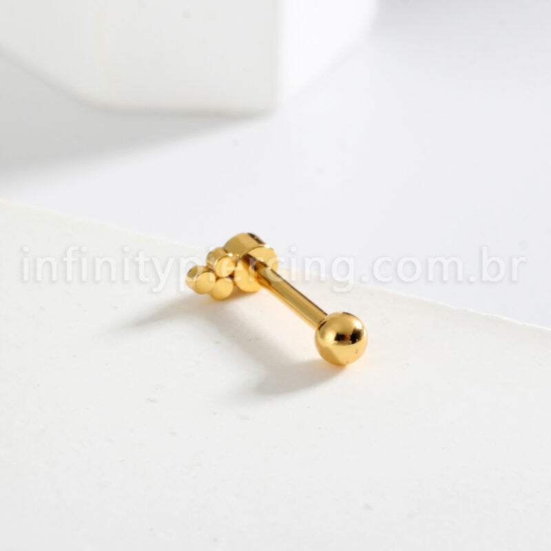 Piercing Minibarbell Aço Cirúrgico 4 Zircônias