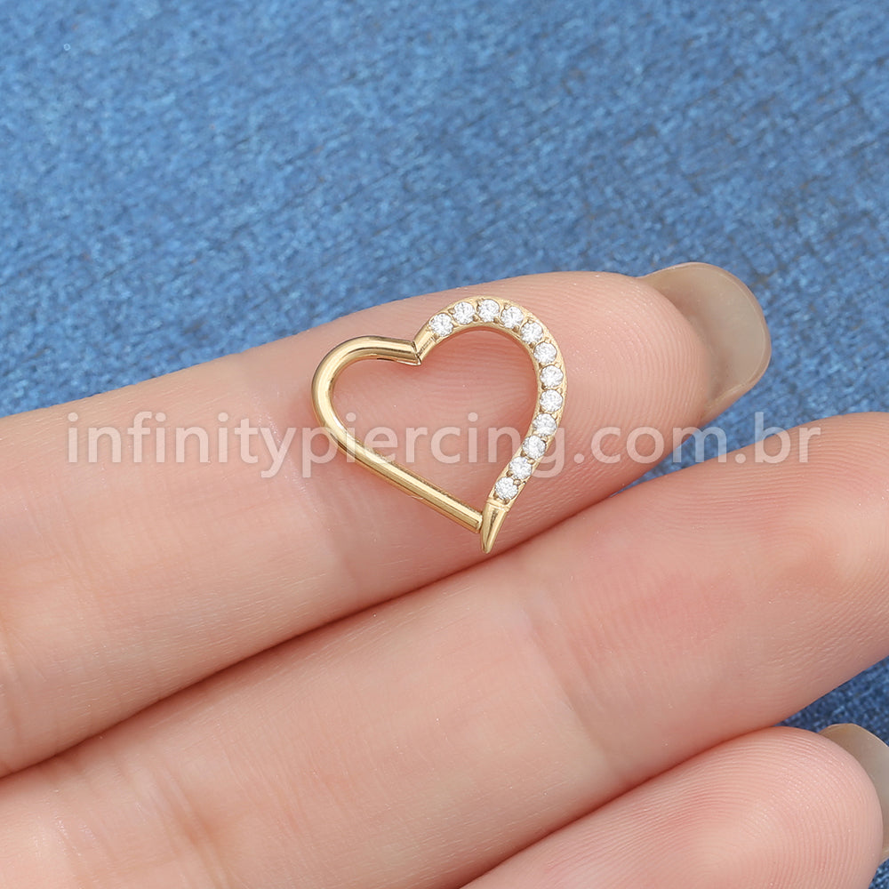 Piercing Coração Titânio Segmento Articulado