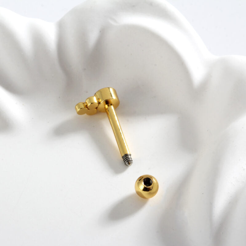 Piercing Minibarbell Aço Cirúrgico 4 Zircônias