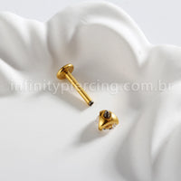 Piercing Labret Ponto De Luz Titânio Zircônia 3 Garras