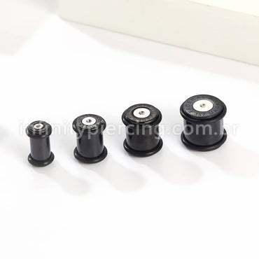 Alargador Aço Cirúrgico Black Plug Com Borracha