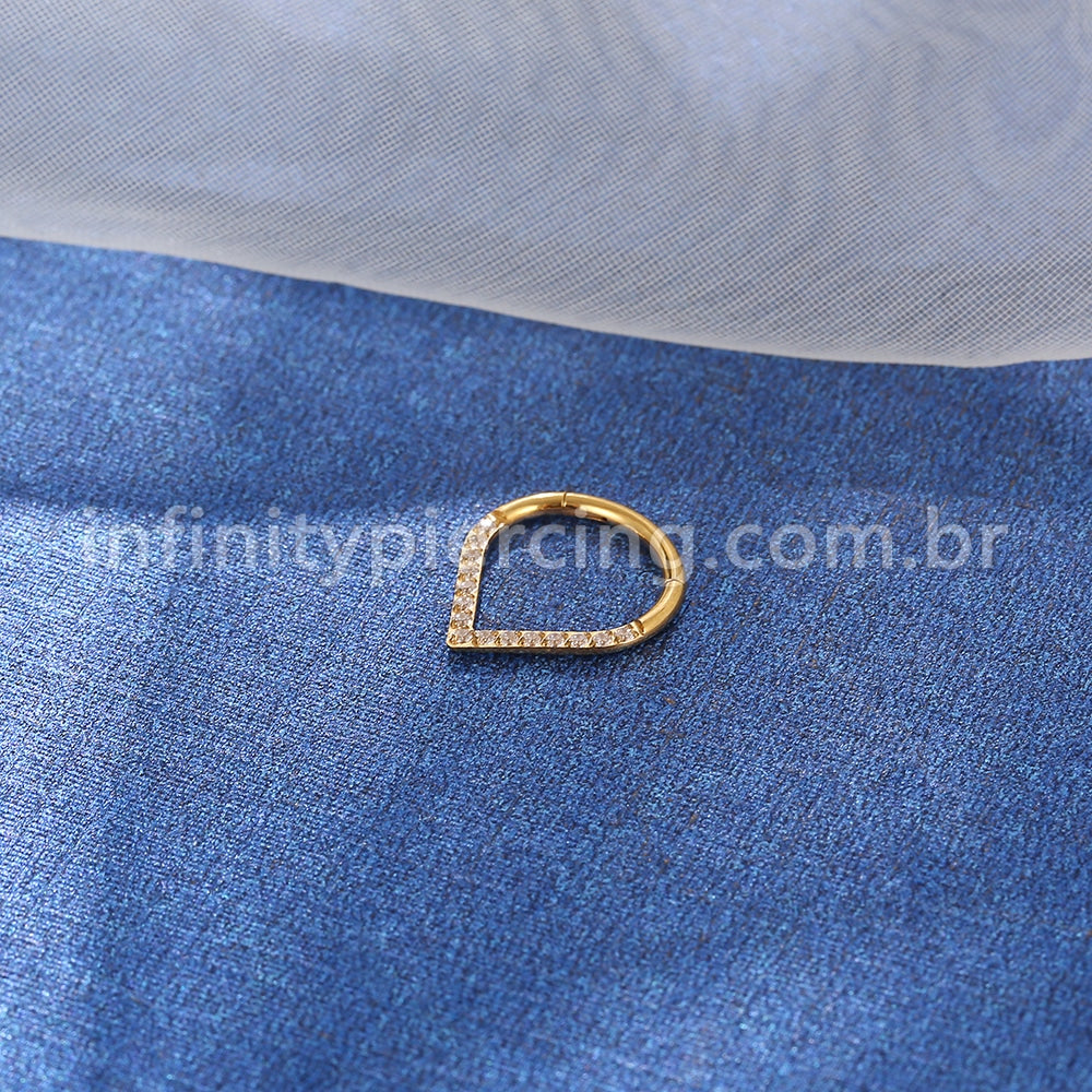Piercing Argola Gota Titânio Segmento Articulado Zircônia Cravejada