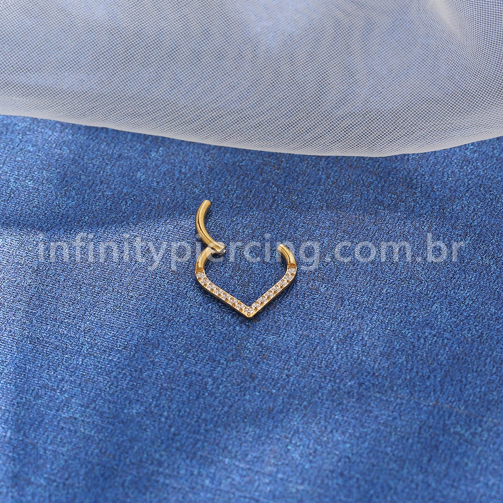 Piercing Argola Gota Titânio Segmento Articulado Zircônia Cravejada