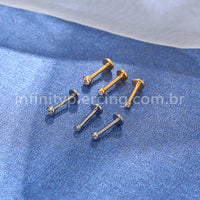 PIERCING LABRET PUSH PIN TITÂNIO ZIRCÔNIA