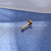 Piercing Labret Titânio Rosca Interna Ponto De Luz Zircônia