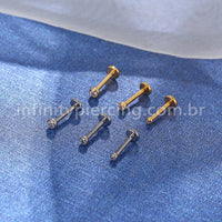 Piercing Labret Titânio Rosca Interna Ponto De Luz Zircônia
