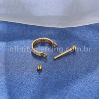 Piercing Meia Argola Aço Cirúrgico 2 Fileiras Zircônia Cravejada