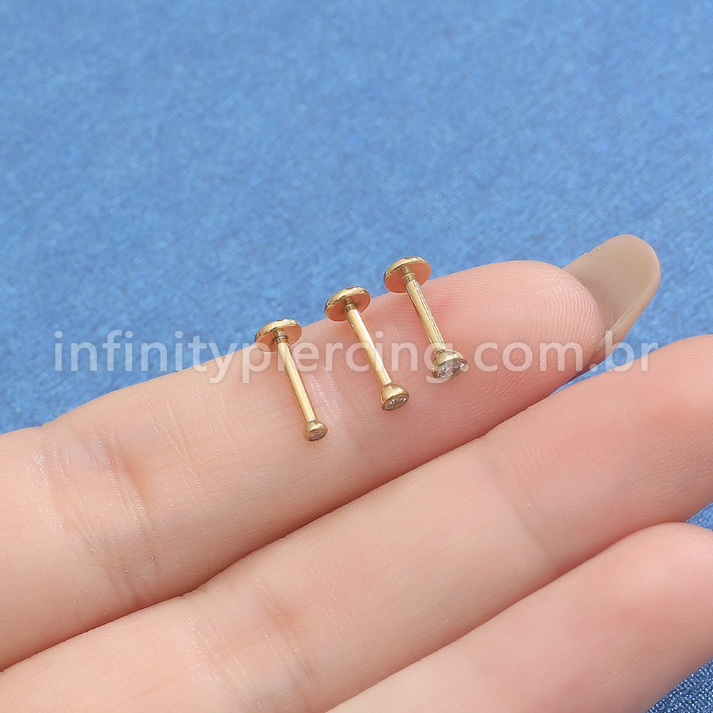 PIERCING LABRET PUSH PIN TITÂNIO ZIRCÔNIA