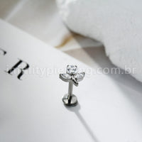 Piercing Labret Titânio Flor Zircônia Cravejada