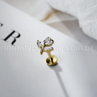 Piercing Labret Titânio Flor Zircônia Cravejada
