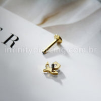 Piercing Labret Titânio Flor Zircônia Cravejada