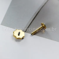 Piercing Labret Titânio Flor Detalhada Com Zircônia Cravejada