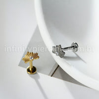 Piercing Labret Titânio Meia Flor Zircônia Cravejada