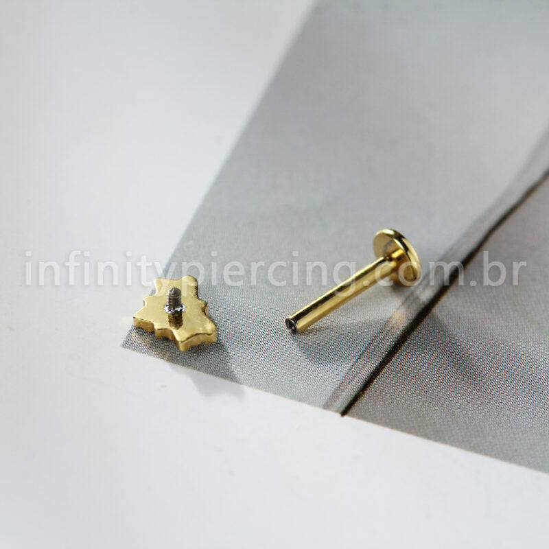Piercing Labret Titânio Meia Flor Zircônia Cravejada