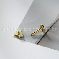 Piercing Labret Titânio Meia Flor Zircônia Cravejada