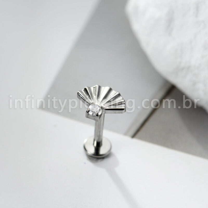 Piercing Labret Titânio Leque Zircônia Cravejada