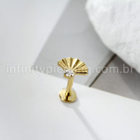 Piercing Labret Titânio Leque Zircônia Cravejada