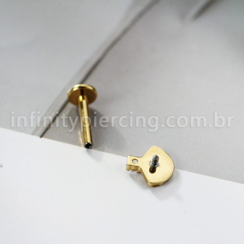 Piercing Labret Titânio Leque Zircônia Cravejada