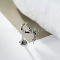 Piercing Labret Titânio Lua/Estrela