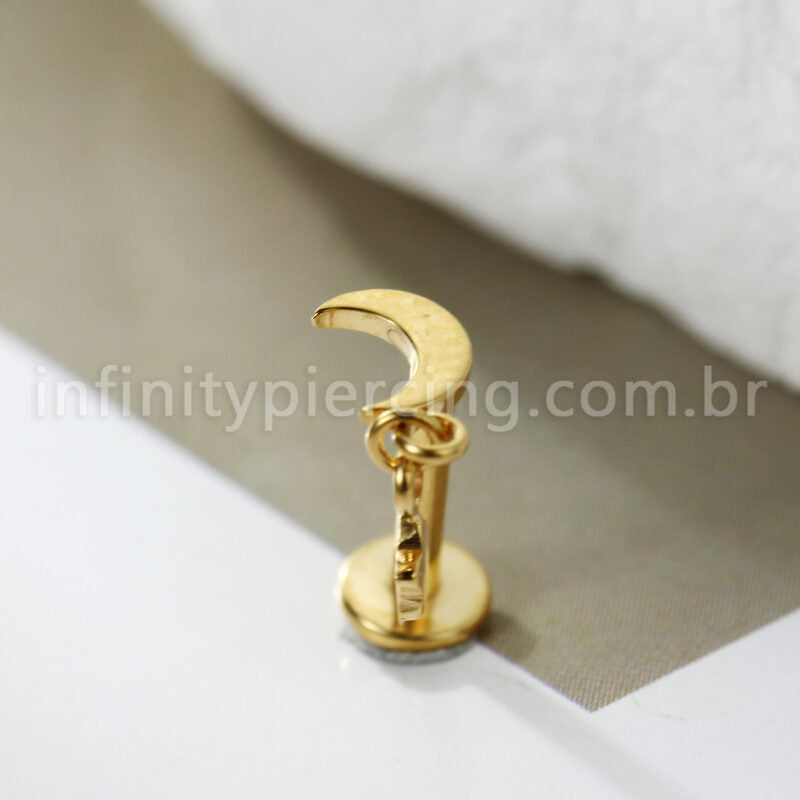 Piercing Labret Titânio Lua Pingente Estrela