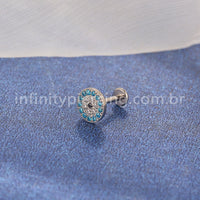 Piercing Labret Titânio Redondo Zircônia Colorida