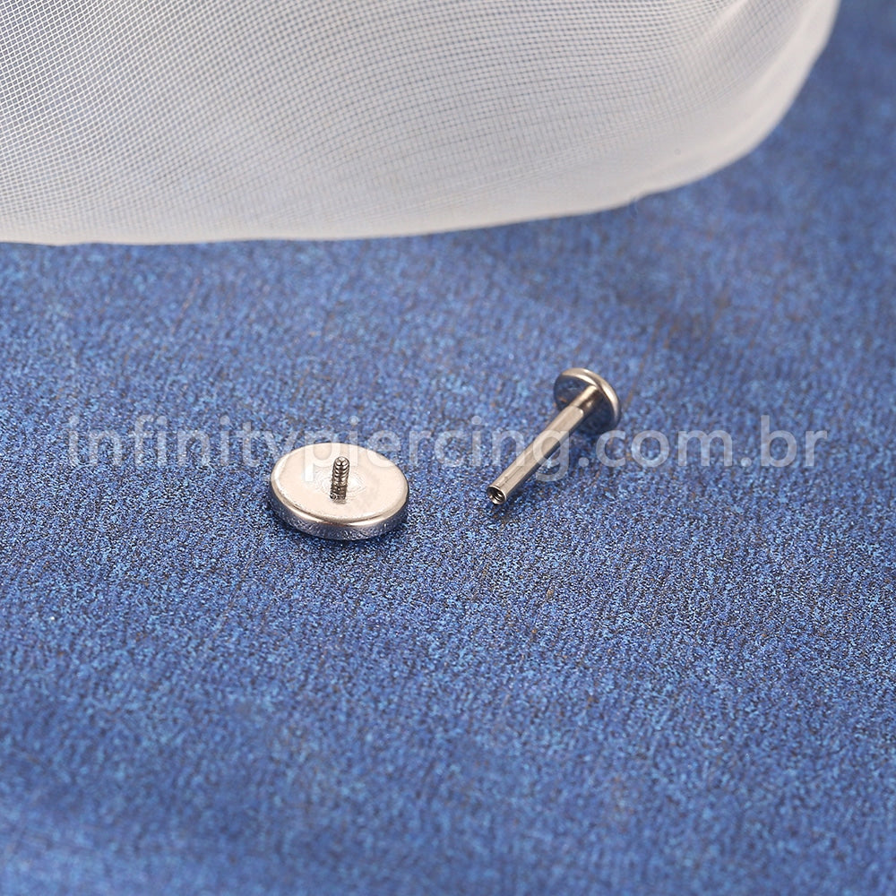 Piercing Labret Titânio Redondo Zircônia Colorida