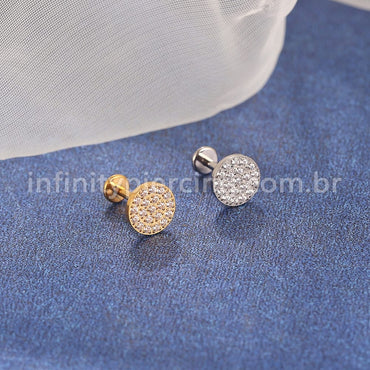 Piercing Labrte Titânio Redondo Zircônia