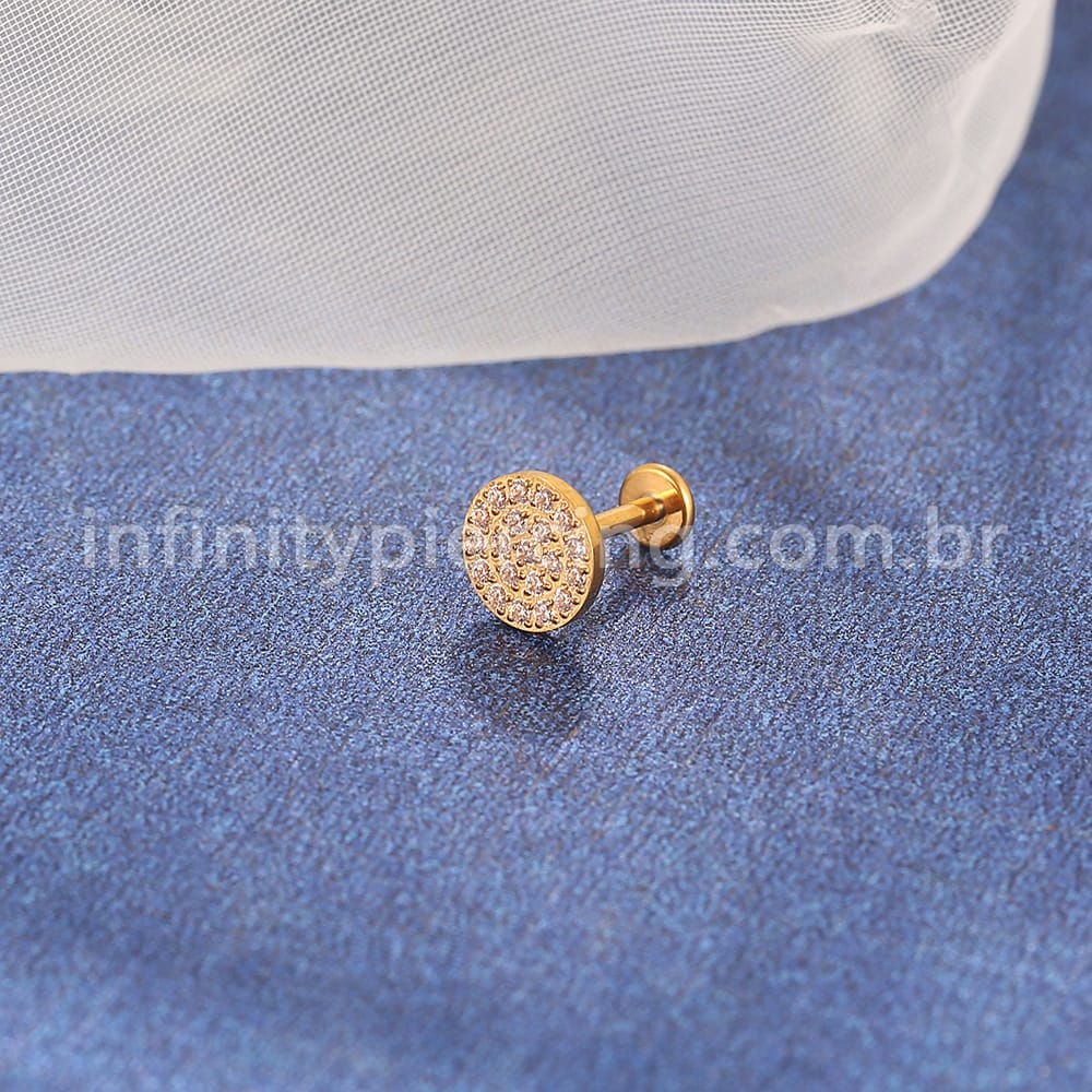 Piercing Labrte Titânio Redondo Zircônia