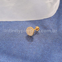 Piercing Labrte Titânio Redondo Zircônia