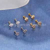 Piercing Labret Titânio Patinha Zircônia