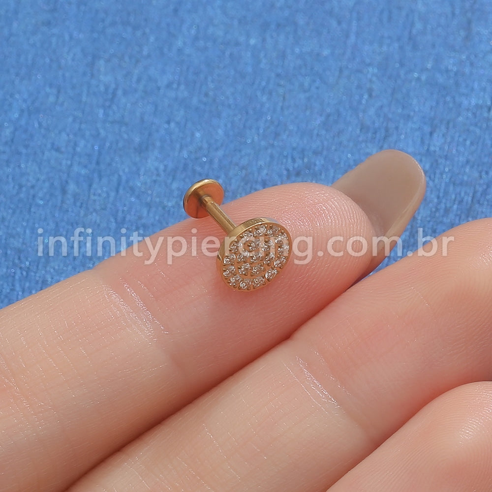 Piercing Labrte Titânio Redondo Zircônia