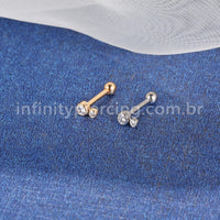 Piercing Minibarbell Aço Cirúrgico 2 Zircônia Cravada