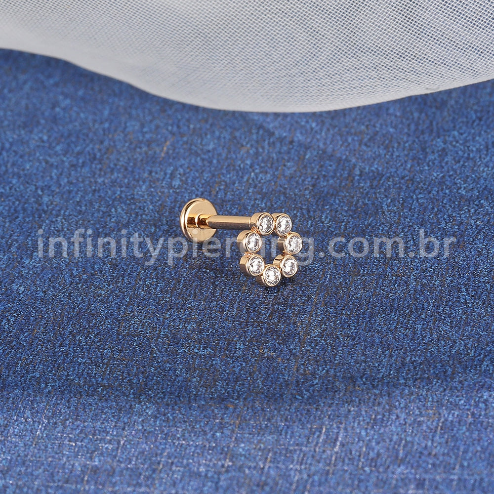 Piercing Labret Aço Cirúrgico Redondo 8 Zircônia