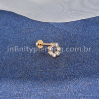 Piercing Labret Aço Cirúrgico Redondo 8 Zircônia