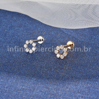 Piercing Labret Aço Cirúrgico Redondo 8 Zircônia