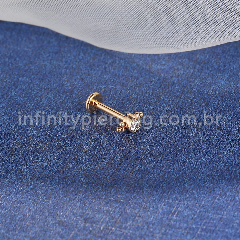 Piercing Labret Aço Cirúrgico Indiano Zircônia