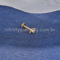 Piercing Labret Aço Cirúrgico Indiano Zircônia