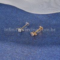 Piercing Labret Aço Cirúrgico Indiano Zircônia