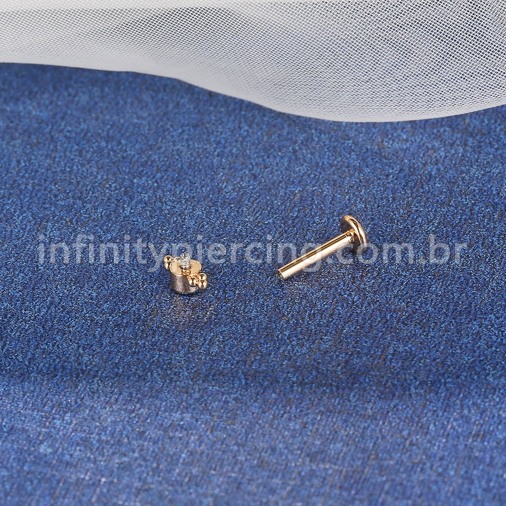 Piercing Labret Aço Cirúrgico Indiano Zircônia