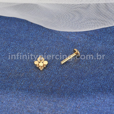 Piercing Labret Aço Cirúrgico Indiano Zircônias