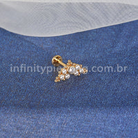 Piercing Labret Aço Cirúrgico Indiano Zircônia