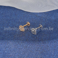 Piercing Labret Aço Cirúrgico Gota Zircônia